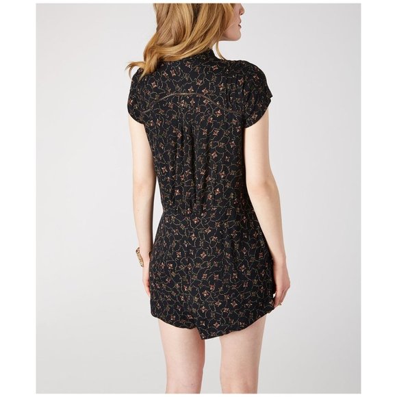 297 FREE PEOPLE Debby Dot Deeby Floral Romper Playsuit Black sz S Women's Casual - Picture 8 of 14